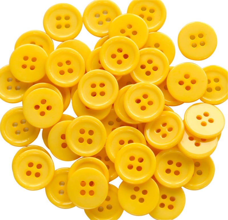 GANSSIA 5/8 Inch (15mm) Yellow Color Buttons Sewing Round Flatback Button DIY Crafts Pack of 160 PCS - Image 1